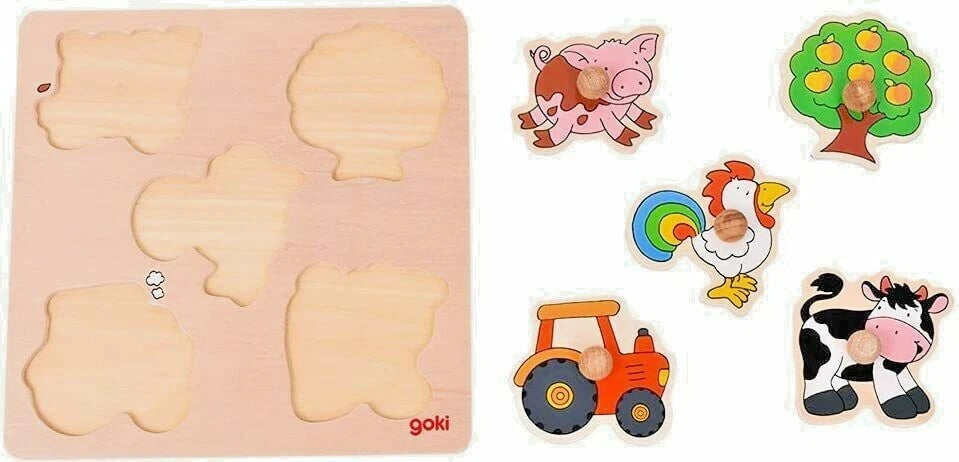 Puzzle Legno Con Pomelli Cm. 21X21 - In Campagna