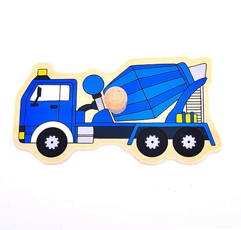 Puzzle Legno Con Pomelli Cm. 30X21 - Mezzi Da Lavoro