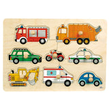 Puzzle Legno Con Pomelli Cm.30X21 - Mezzi Di Trasporto