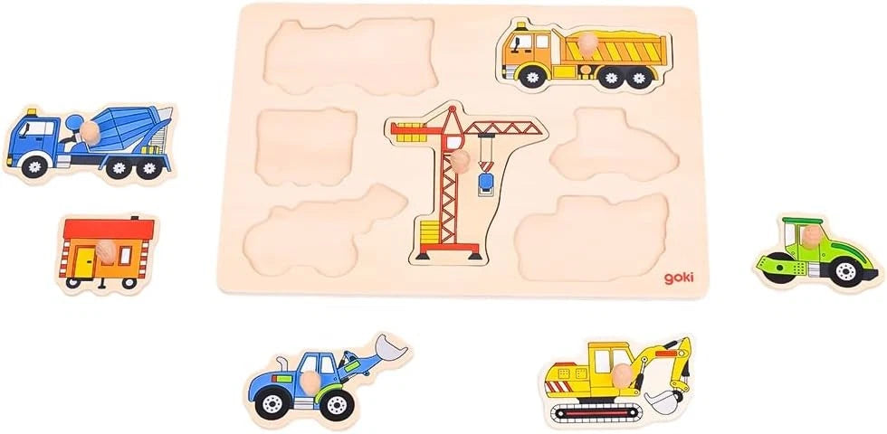 Puzzle Legno Con Pomelli Cm.30X21 - Mezzi Di Trasporto