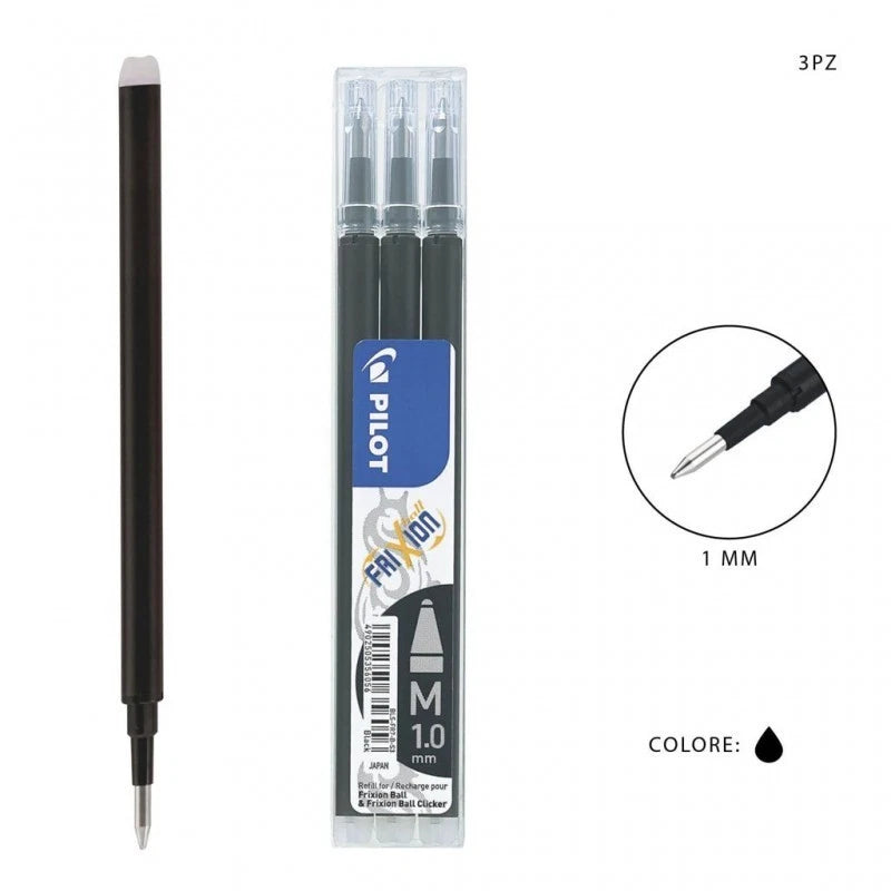 Refill Ricambio Pilot Frixion Confezione 3 Pezzi Nero