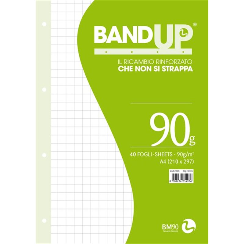 Ricambio Con Fori Rinforzati 90 Grammi Band-Up Fogli 40 Riga 10 Mm
