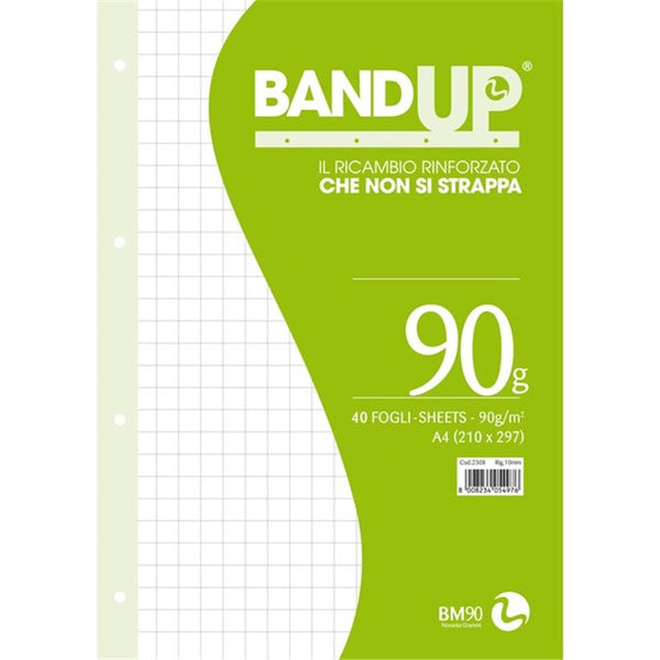 Ricambio Con Fori Rinforzati 90 Grammi Band-Up Fogli 40 Riga 10 Mm
