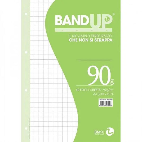 Ricambio Con Fori Rinforzati 90 Grammi Band-Up Fogli 40 Riga 10 Mm