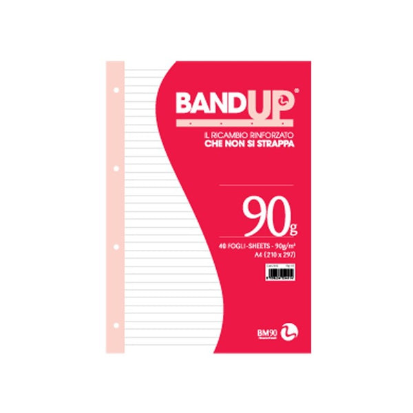 Ricambio Con Fori Rinforzati 90 Grammi Band-Up Fogli 40 1  Rigo