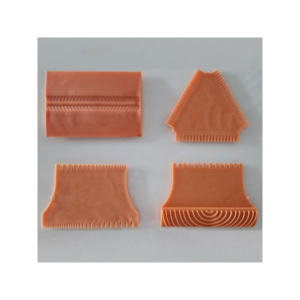SPATOLE/PETTINI IN GOMMA FLEX - SET 4 PEZZI - FORM