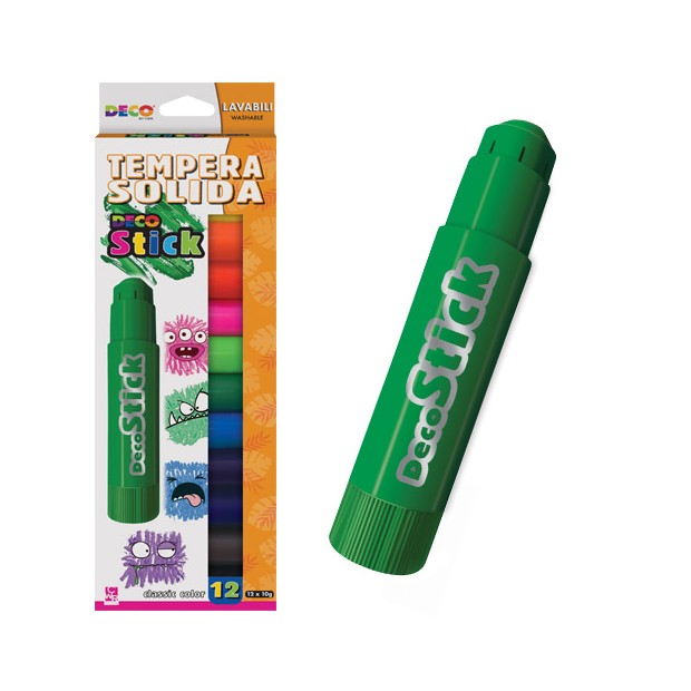 DECO STICK TEMPERA SOLIDA - SET PZ. 12 COLORI ASSO