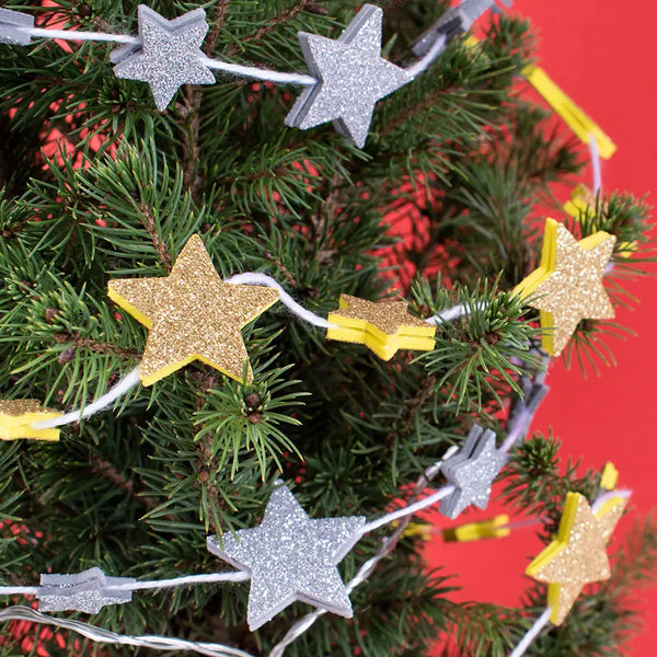 STICKERS GLITTERATI GOMMA EVA - STELLE ORO/ARGENTO