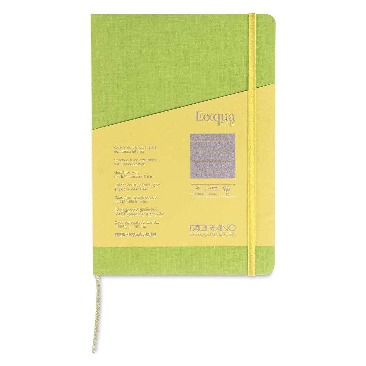 TACCUINO ECOQUA PLUS C/ELASTICO A5 1 RIGO LIME Immagine principale del prodotto