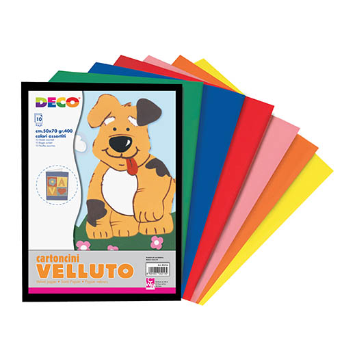 CARTONCINI VELLUTATI CM.50X70 - CONF. 10 FG. - ASS.