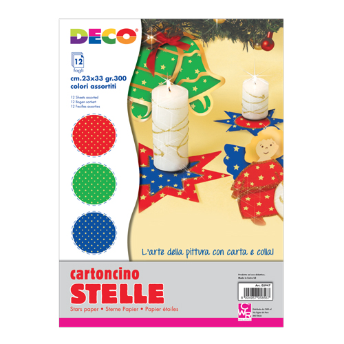 CARTONCINI STELLE PICC. CM.25x35 - CONF. 12  PZ. - ASS.