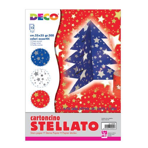 CARTONCINI STELLE CM.25x35 - CONF. 12 PZ. - COL. ASS.