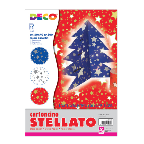 CARTONCINI STELLE CM.50X70 - CONF. 12 PZ. - COL. ASS.