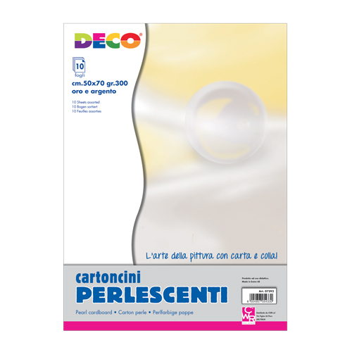 CARTONCINO GR.300 PERLESCENTE  CM.50X70 - CONF.10 PZ. - ORO/ARG