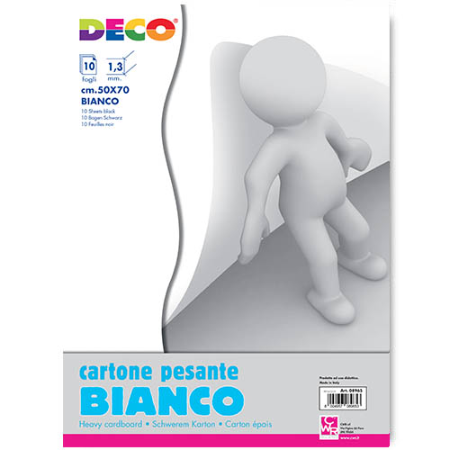 CARTONE PESANTE BIANCO/BIANCO SPESS. 1,3 - CM.50X70 - CONF.10 FG.