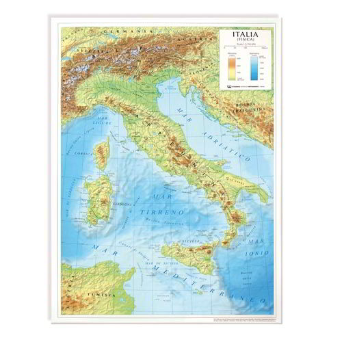 CARTA GEOGRAFICA DA BANCO CM.42x29,7 - ITALIA  POLITICA/FISICA - CONF.10 PZ.