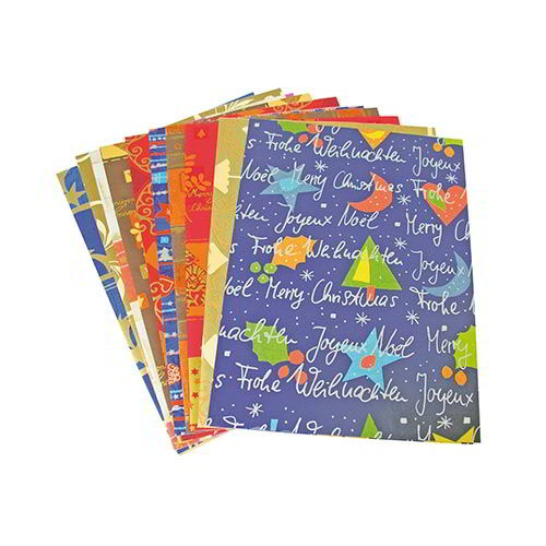 CARTA REGALO CM.70X100 - BUSTA 10 FG. - ASSORTIMENTO NATALE