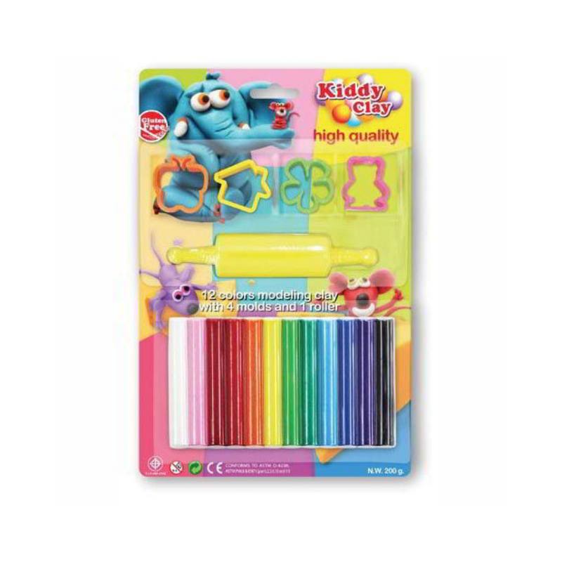 KIDY CLAY - PLASTILINA GR.200 + ACCESSORI - BLIST