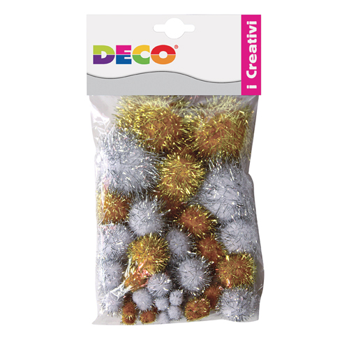 POMPONS LAME' MISURE ASS. - BUSTA 40 PZ. - ORO/ARGENTO