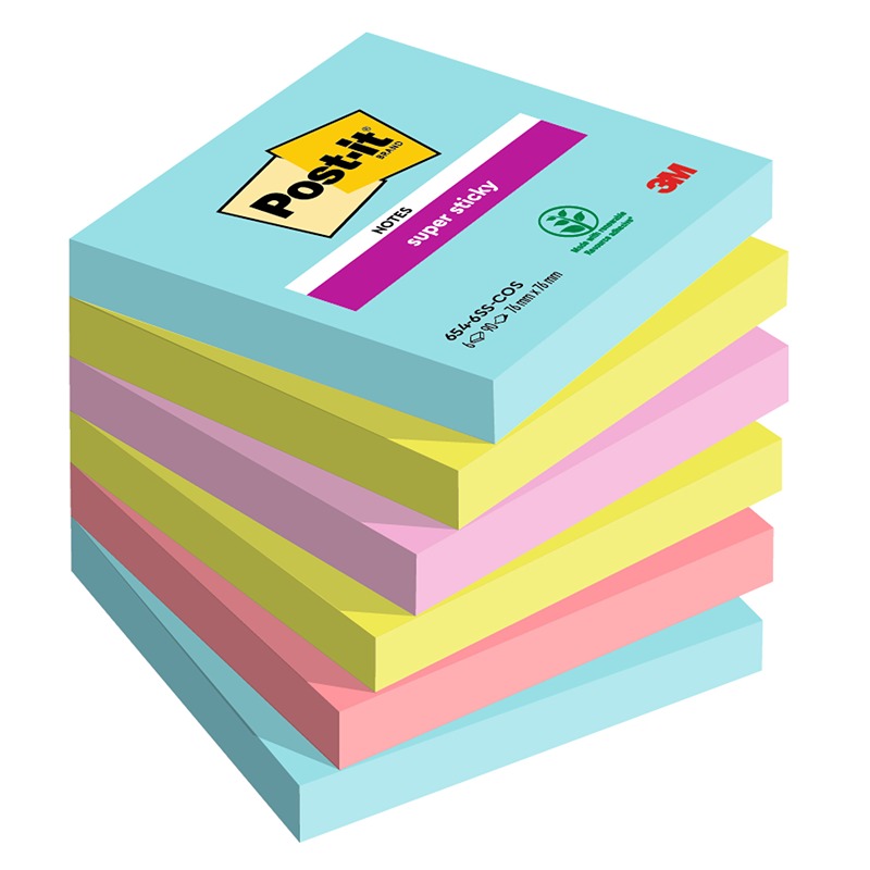 POST IT 654 76X76 COSMIC COL.ASS.6PZ