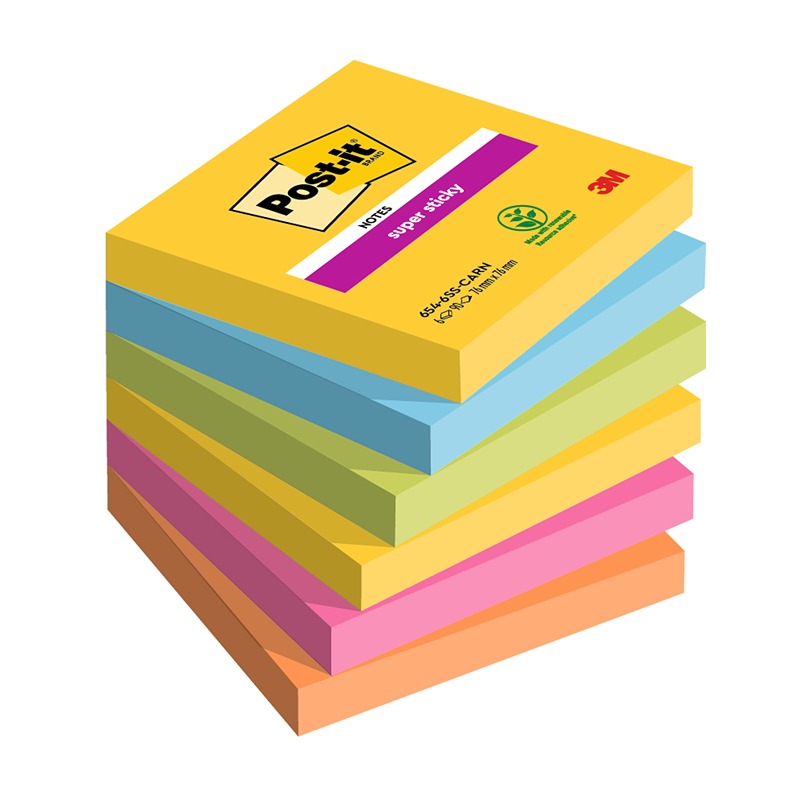 POST IT 654 76X76 CARNIVAL COL.ASS.6PZ