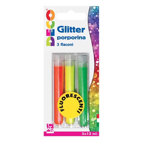 GLITTER - BLISTER 3 FLACONI - COLORI FLUO ASS.