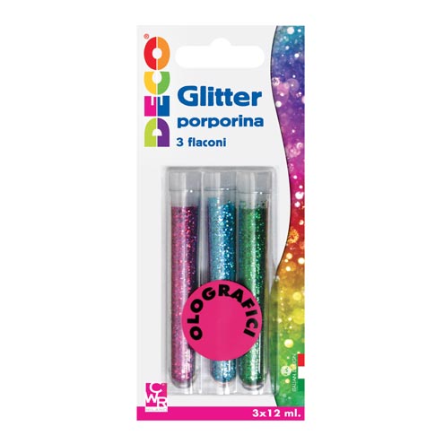 GLITTER - BLISTER 3 FLACONI - COLORI OLOGR. ASS.