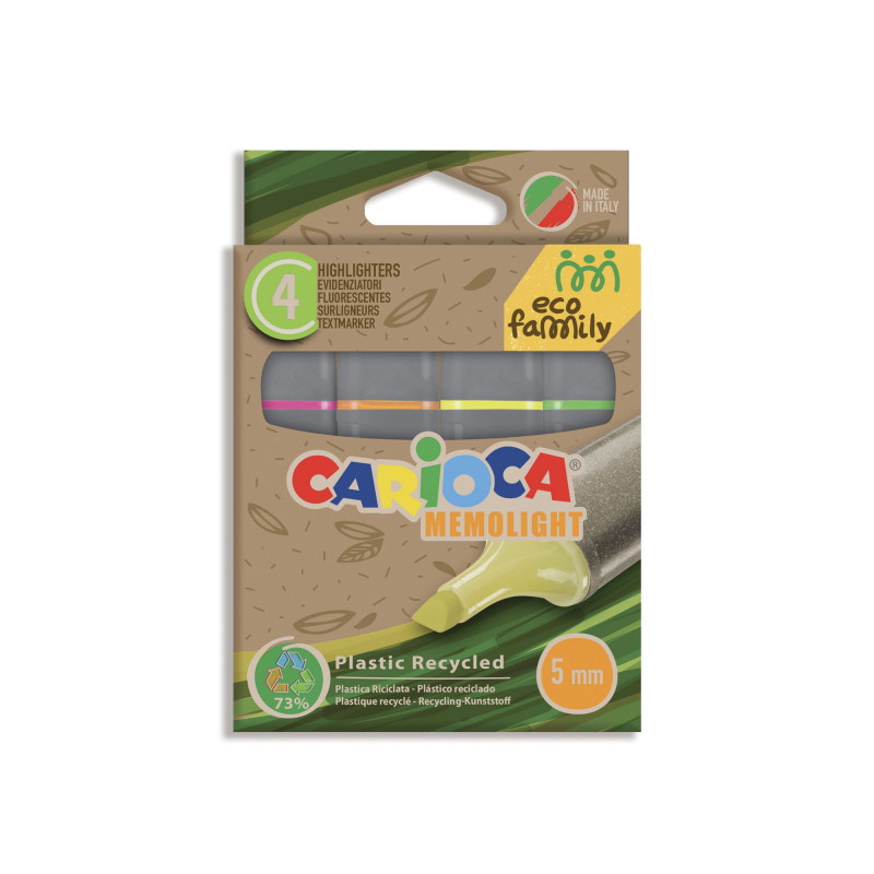 EVIDENZIATORE  CARIOCA PZ.4 MEMOLIGHT ECO FAMILY