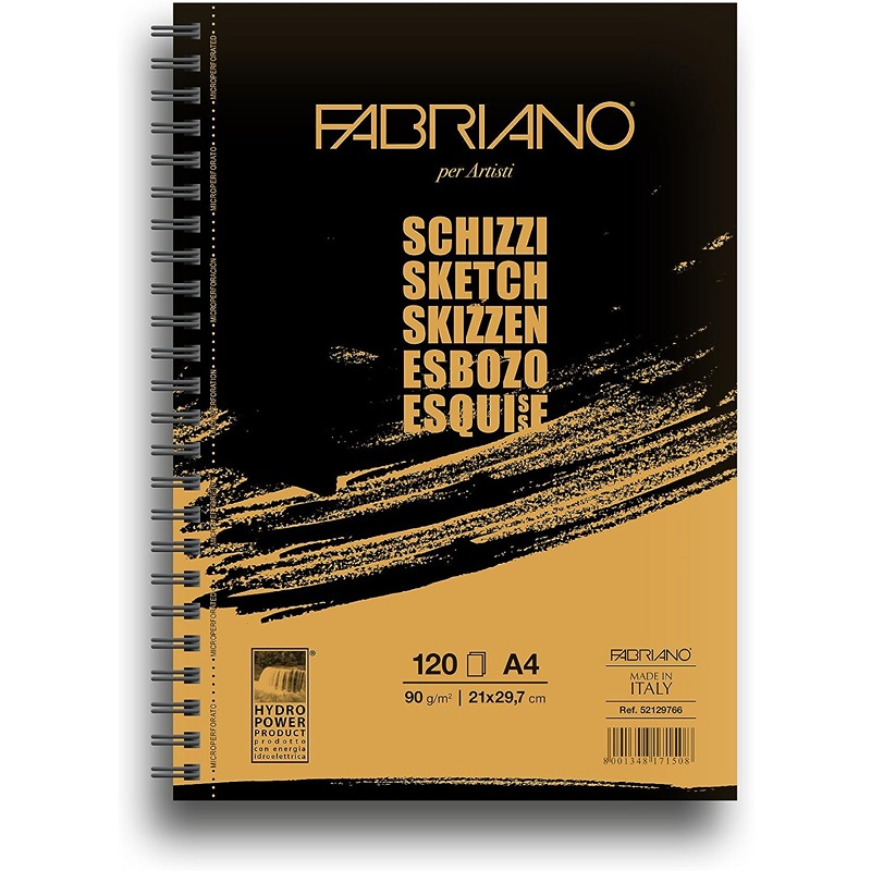 BLOCCO SCHIZZI SKETCH FABRIANO A4 GR.90 SPIR.L.LUNGO