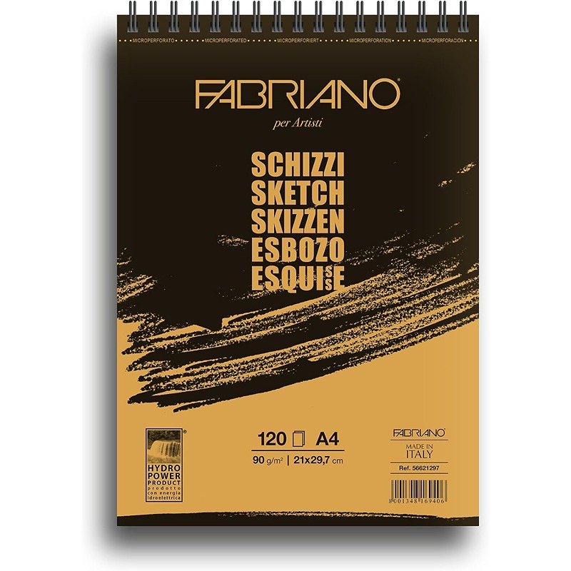 BLOCCO SCHIZZI SKETCH FABRIANO A4 GR.90 SPIR.L.CORTO