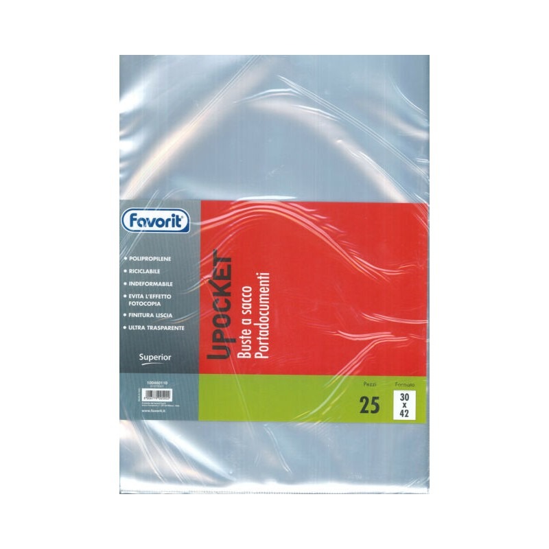 BUSTE PLAST.UPOCKET 30X42 CF. PZ.25 SUPERIOR