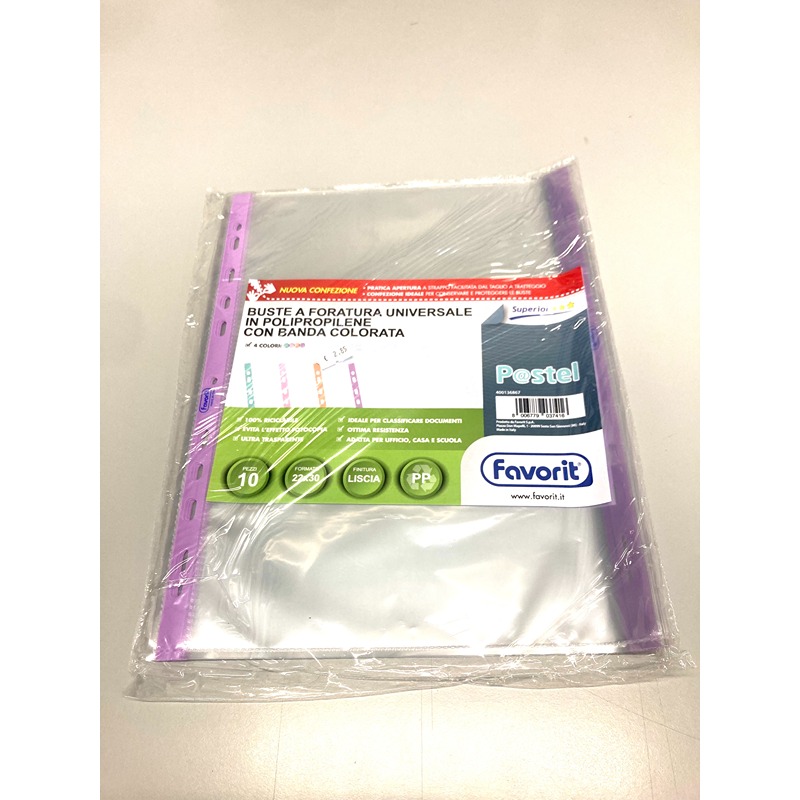 BUSTA PLAS.FORI LISCIA SUPER BANDA VIOLA PASTEL 22X30 /10
