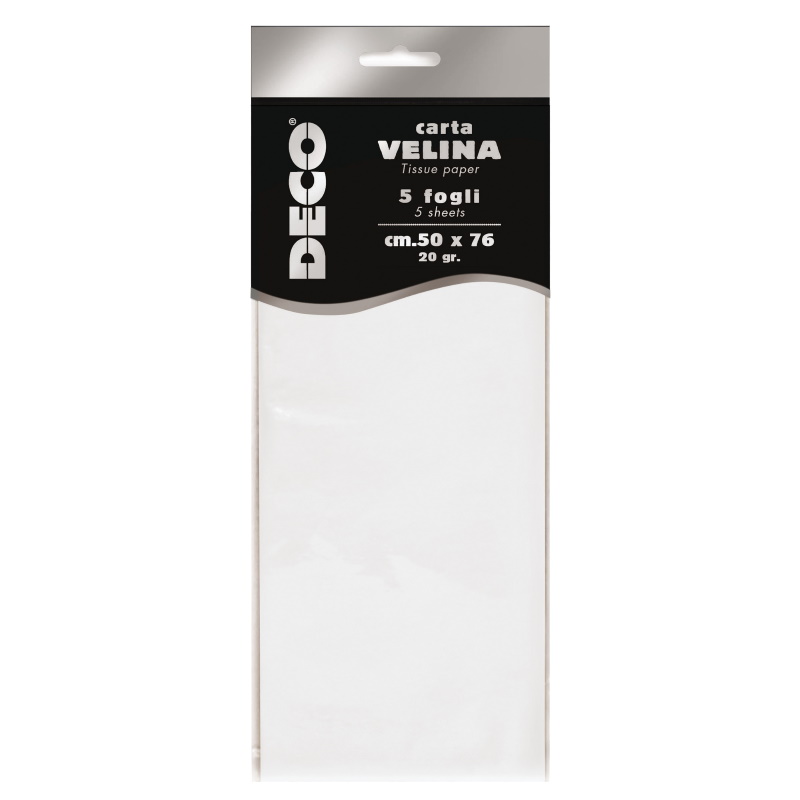 CARTA VELINA 20 GR. BUSTA 5 FG. CM.50X76 BIANCO  