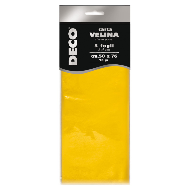 CARTA VELINA 20 GR. BUSTA 5 FG. CM.50X76 GIALLO  