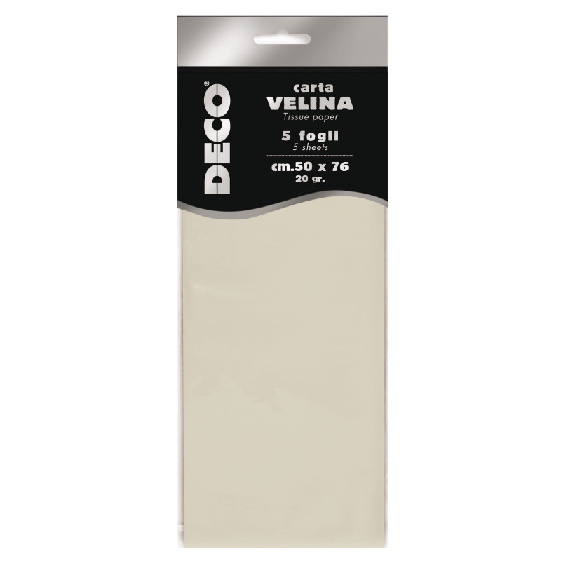 CARTA VELINA 20 GR. BUSTA 5 FG. CM.50X76 AVORIO  