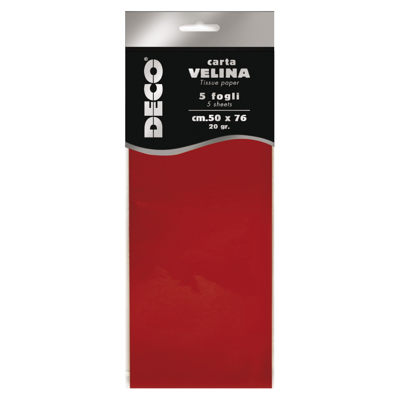 CARTA VELINA 20 GR. BUSTA 5 FG. CM.50X76 ROSSO  