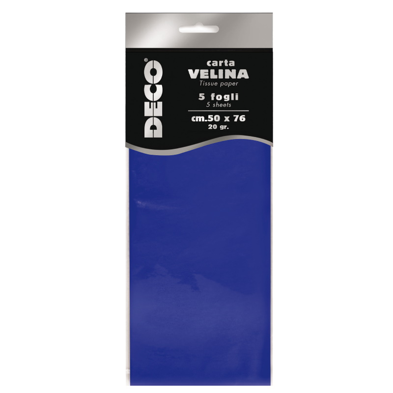 CARTA VELINA 20 GR. BUSTA 5 FG. CM.50X76 BLU  