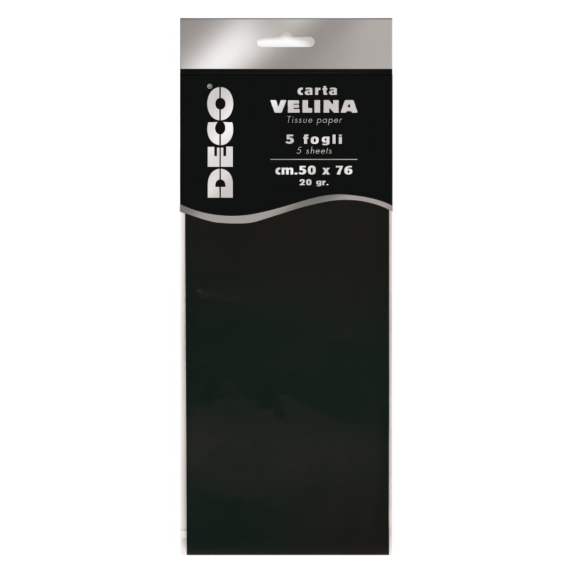 CARTA VELINA 20 GR. BUSTA 5 FG. CM.50X76 NERO  