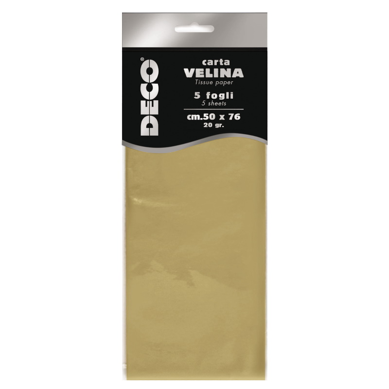 CARTA VELINA 20 GR. BUSTA 5 FG. CM.50X76 ORO CHIARO PERLESCENTE  