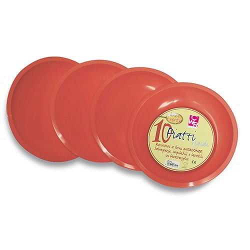 PIATTO TONDO PLASTICA CONF. 10 PZ. - ROSSO