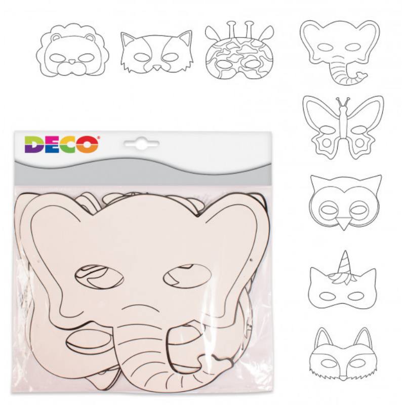 MASCHERE DA DECORARE CARTONE SET PZ. 16 ANIMALI