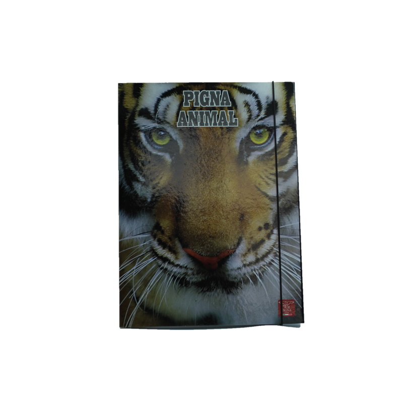 CARTELLA TRE LEMBI CON ELASTICO DORSO 1,2 PIGNA ANIMAL TIGRE