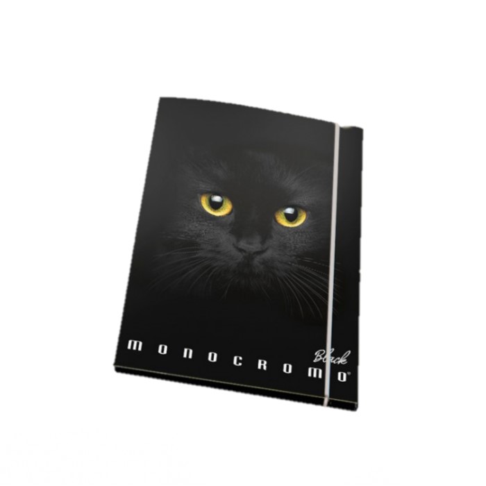 CARTELLA TRE LEMBI CON ELASTICO DORSO 1,2 MONOCROMO BLACK GATTO