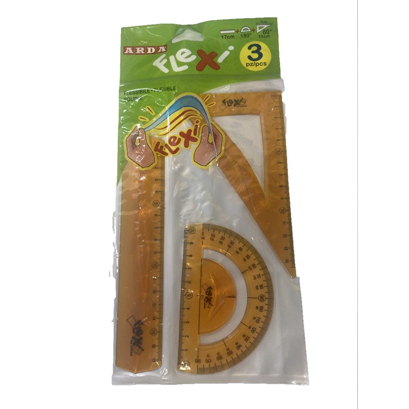 RIGA+GONIOMETRO+SQUADRA FLEXI /SET 3PZ ARANCIONE