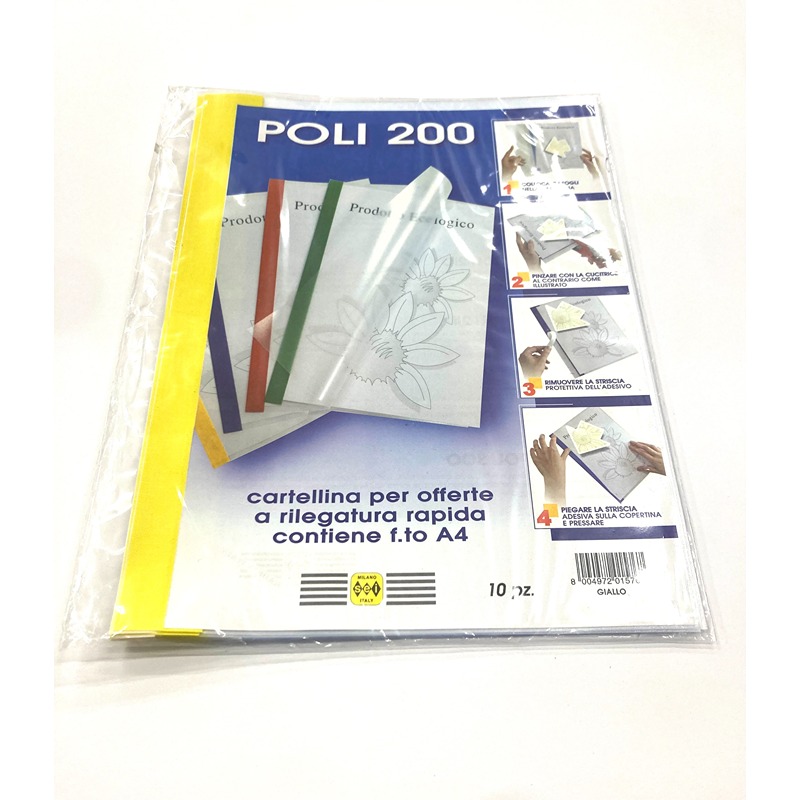 CARTELLINE A4 POLI 200 IN PP DORSO GIALLO