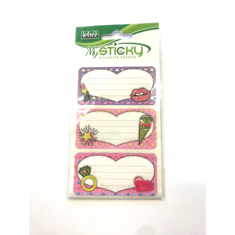 ETICHETTE ADESIVE PER QUADERNI - OGGETTI GLITTERATI SOG.2