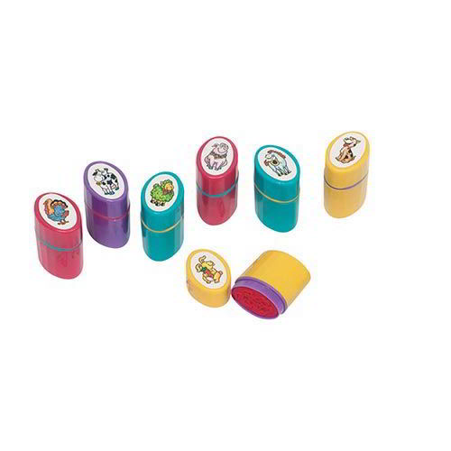TIMBRI AUTOINCHIOSTRANTI IN PLASTICA - SET 8 PZ. - SOGG. ASS.