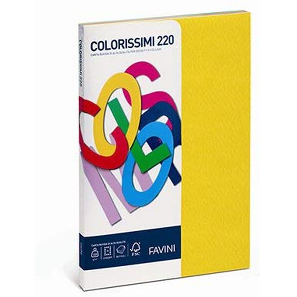 CARTONCINO COLORATO 5 COLORI A4 GR. 220 FG. 50