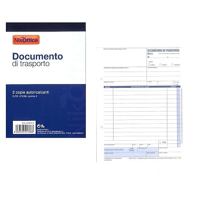 DOCUMENTO DI TRASPORTO 2 COPIE 15X21,5 NIKOFFICE