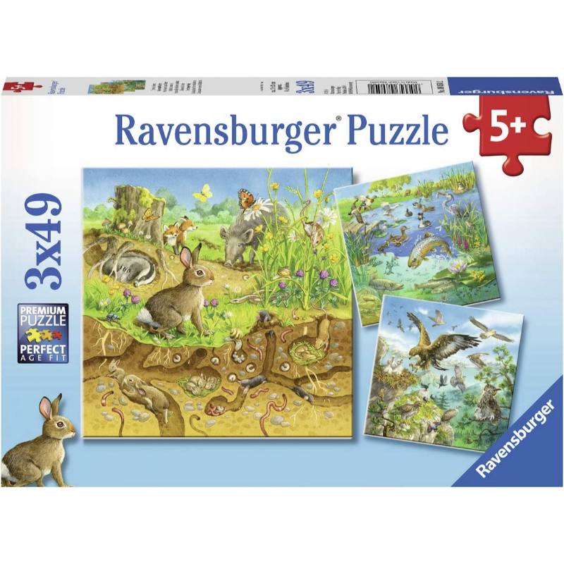 PUZZLE 3X49:ANIMALI NEI LORO AMBIENTI